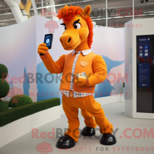 Orange Horse maskot kostume...