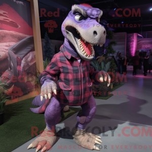 Lila Utahraptor Maskottchen...