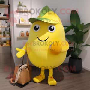 Lemon Yellow Cherry mascot costume character dressed with a Trousers and Wallets