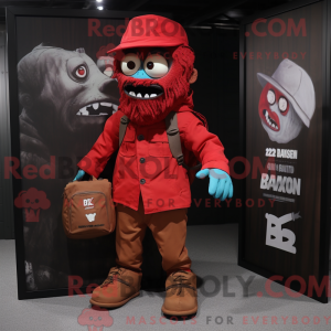 Rød Zombie maskot kostume...
