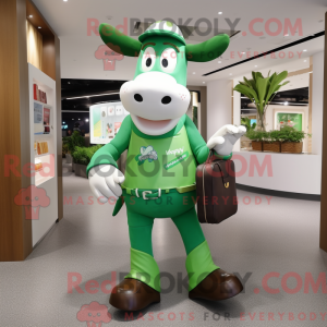 Green Cow mascot costume...