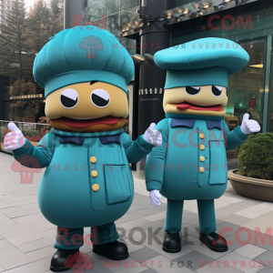 Teal Hamburger mascot...