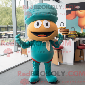 Teal Hamburger mascot...