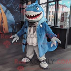 Blå Megalodon maskot...