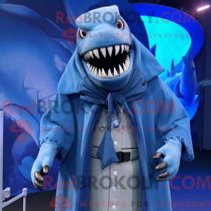 Blå Megalodon maskot...