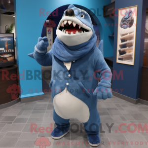 Blå Megalodon maskot...
