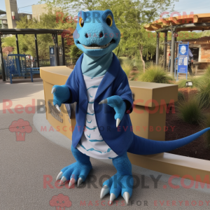 Blå Komodo Dragon maskot...