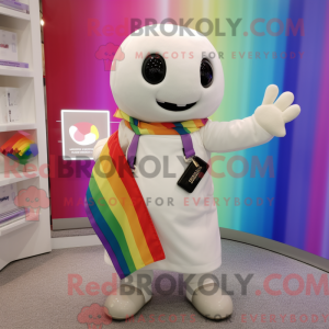 Hvid regnbue maskot kostume...