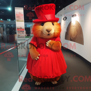 Rød marsvin maskot kostume...