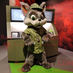 Olive Wolf Maskottchen...