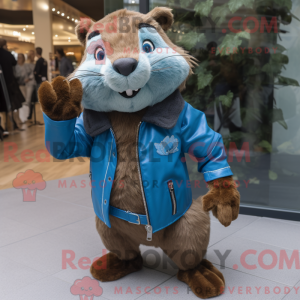 Blue Beaver maskot kostume...