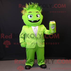 Lime Green Soda Can maskot...