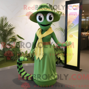 Olive Snake-mascottekostuum...