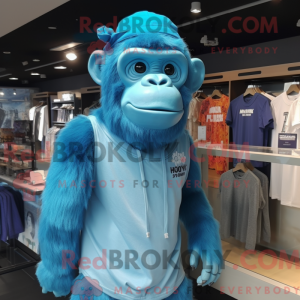 Sky Blue Chimpanzee mascot...