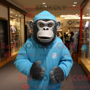 Himmelblå chimpanse maskot...
