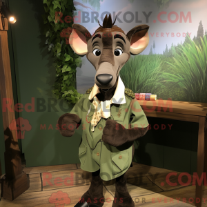 Oliven Okapi maskot kostume...
