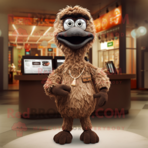 Brown Ostrich mascot costume character dressed with a Romper and Bracelets