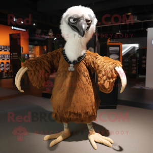 Brown Ostrich mascot costume character dressed with a Romper and Bracelets