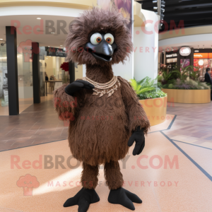 Brown Ostrich mascot costume character dressed with a Romper and Bracelets