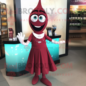 Maroon Ray mascot costume character dressed with a Cocktail Dress and Shoe clips