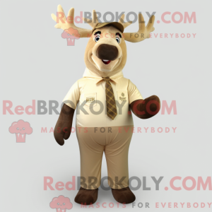 Tan Elk maskot kostume...
