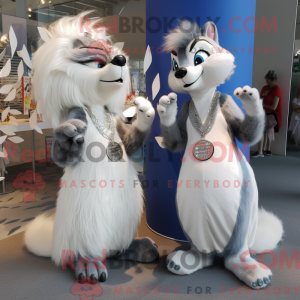 Sølv Skunk-maskotdraktfigur...