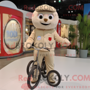 Beige Unicyclist mascot...