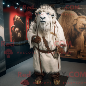Hvid Buffalo maskot kostume...
