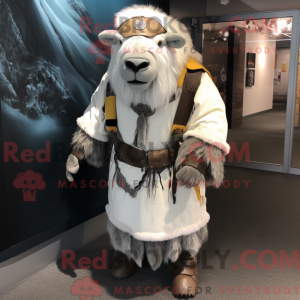 Hvid Buffalo maskot kostume...
