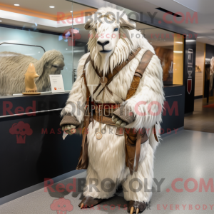 Hvid Buffalo maskot kostume...