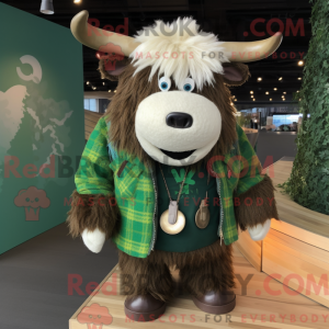 Grøn Yak maskot kostume...