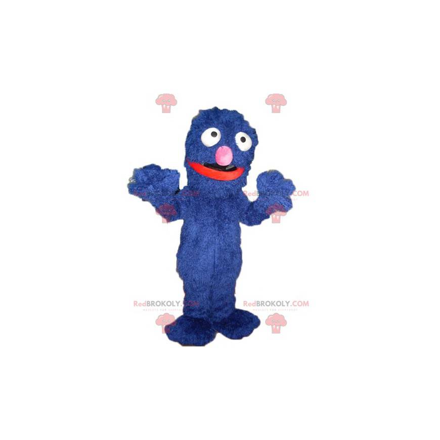 Grappig en harig zacht blauw monster mascotte - Redbrokoly.com