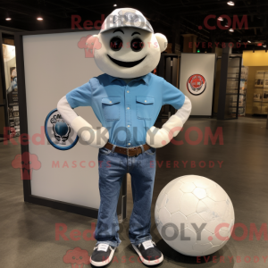 Wit voetbal mascottekostuum...