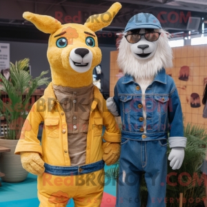 Gul lama maskot kostume...
