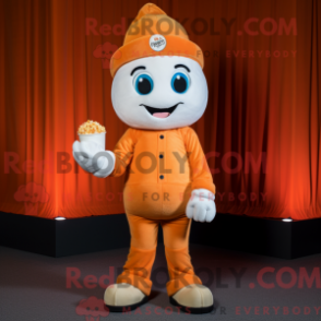 Fantasia de mascote de pipoca laranja com macacão e gorros - Mascotes pipoca - REBROKO_333223 - RedBrokoly.com