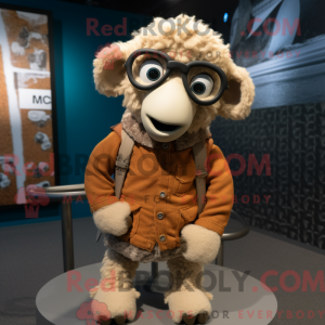 Tan Merino Sheep maskot...