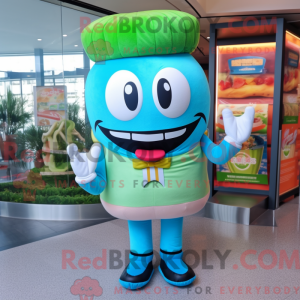 Cyan Hamburger mascot...