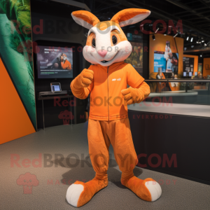 Orange Wild Rabbit mascot costume character dressed with a Joggers and Anklets