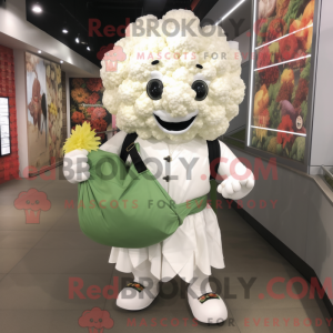 Hvit blomkålmaskotkostyme...