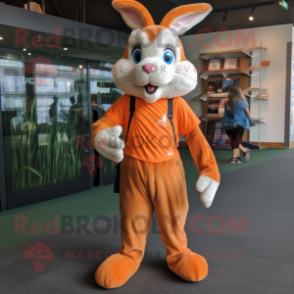 Orange Wild Rabbit mascot costume character dressed with a Joggers and Anklets