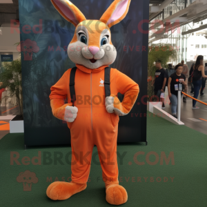 Orange Wild Rabbit mascot costume character dressed with a Joggers and Anklets