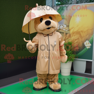 Tan Tennis Racket mascot...
