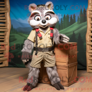 Grå tvättbjörn maskot drakt...