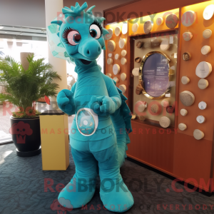 Teal Seahorse mascot...