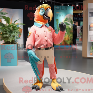 Peach Macaw maskot kostume...