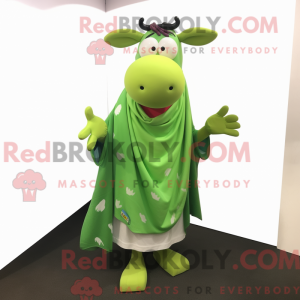 Lime Green Cow mascot...