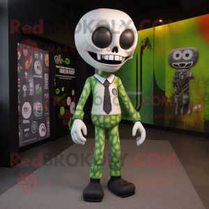 Olive Skull mascot costume character dressed with a Leggings and Cufflinks