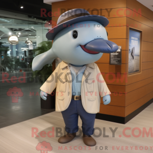 Beige Blue Whale mascot...