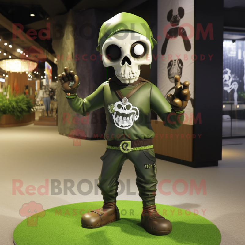 Olive Skull mascot costume character dressed with a Leggings and Cufflinks Olive Skull mascot costume character dressed with a Leggings and Cufflinks