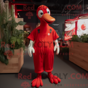 Fantasia de mascote cisnes vermelhos com macacão e palmilhas - Cisnes mascotes - REBROKO_333516 - RedBrokoly.com